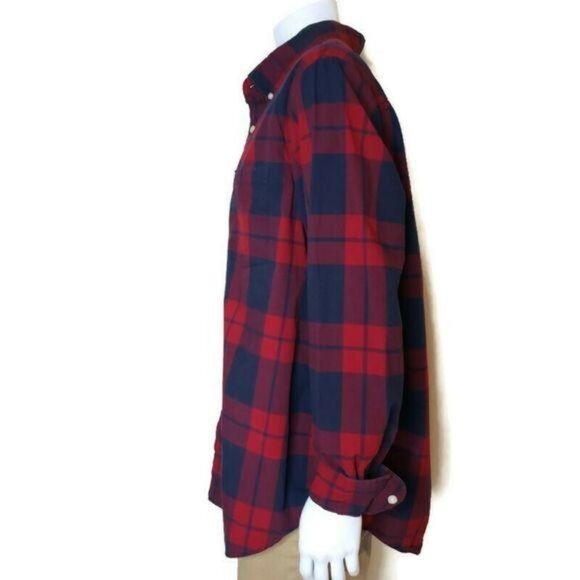 Goodfellow & Co Mens 2XB Northrop Shirt Red & Navy Plaid Long Sleeve Big & Tall - Picture 10 of 10